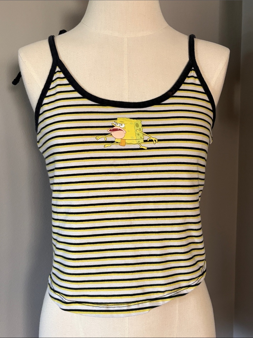 SpongeGar SpongeBob Square Pants Small Caveman Graphic Striped Tank Top